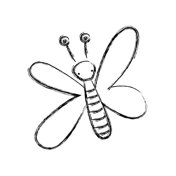 Гранж Милый Бабочка Животное Крыльями Глазами Векторной Иллюстрации — стоковый вектор