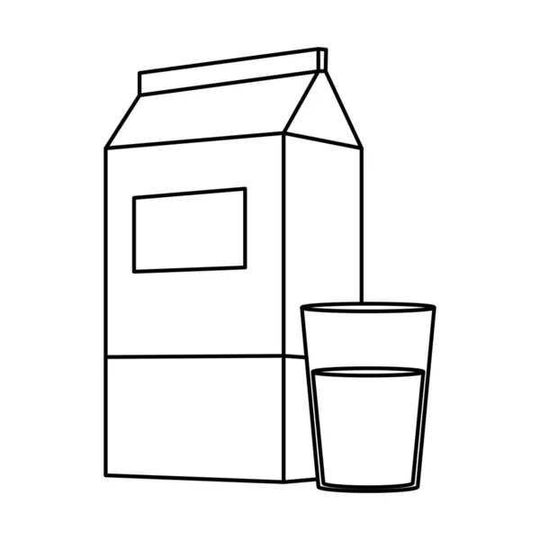 Verse Melk Voeding Het Vak Lijn Glas Vectorillustratie — Stockvector