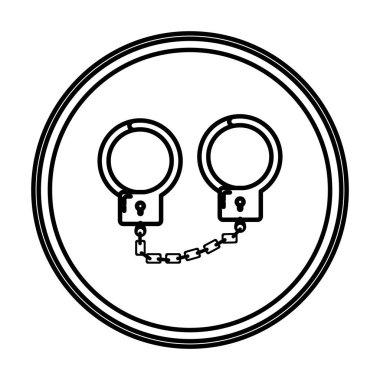 adalet amblemi vektör çizim satırı metal kelepçe tutuklama