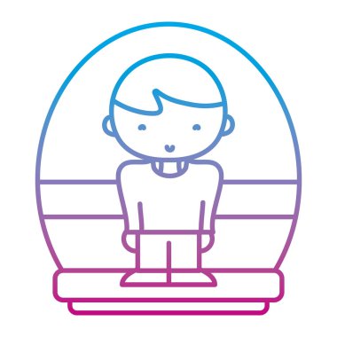 saç modeli ve rahat kıyafetler vektör çizim bozulmuş satır güzel çocuk