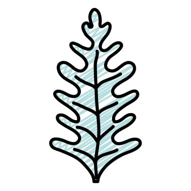 Doodle şirin tropikal yaprak botanik stil vektör çizim