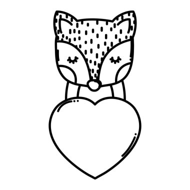 vektör çizim satırı şirin fox kalp sevgi ile kayıt