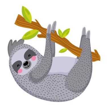 vektör çizim dalında güzel tembellik vahşi hayvan bırakır