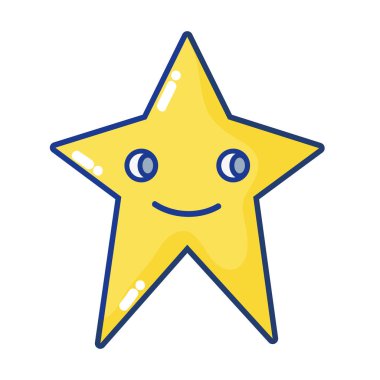 Kawaii mutlu parlak yıldız simgesi vektör çizim