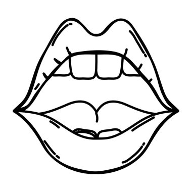 hattı açık ağız diş ve güzellik ile dudakları illüstrasyon vektör