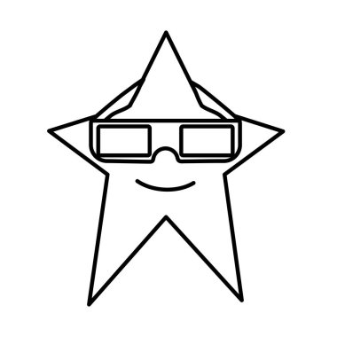satır kawaii star 3d gözlük stil vektör çizim ile