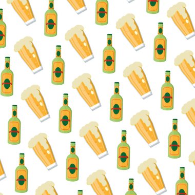 likör likör şişesi ve bira cam arka plan vektör çizim