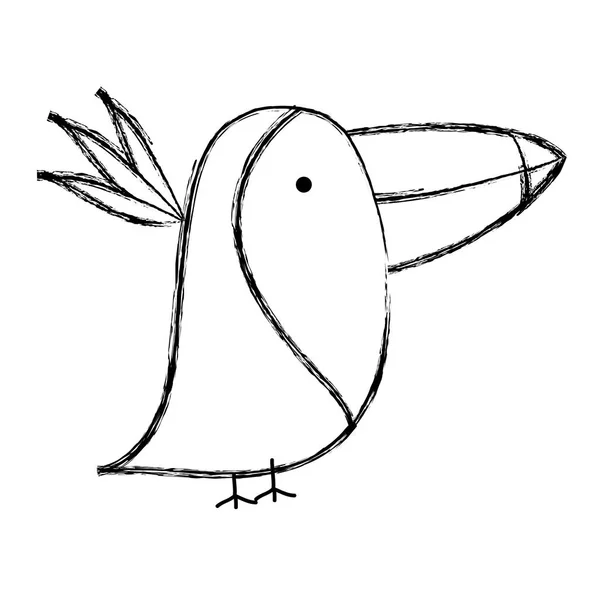 Grunge Adorable Toucan Wild Animal Creature Vector Illustration — Stock Vector