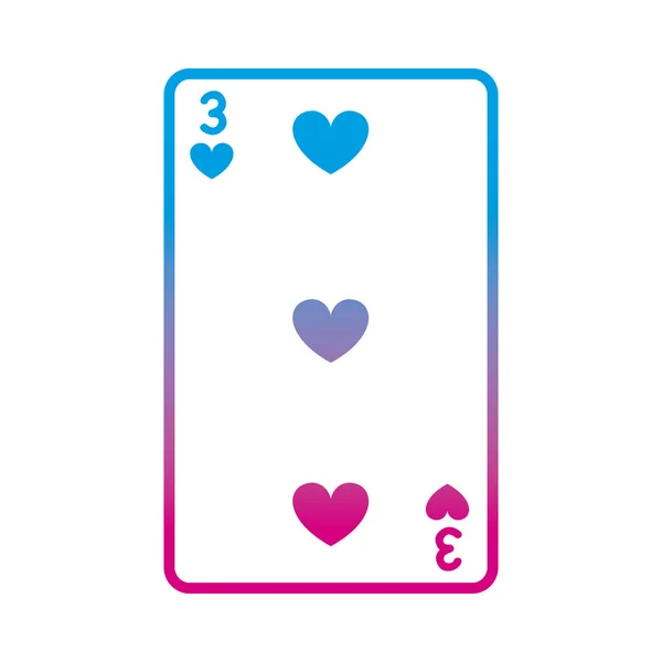 Degradované Linie Tři Srdce Kasino Karty Hry Vektorové Ilustrace — Stockový vektor
