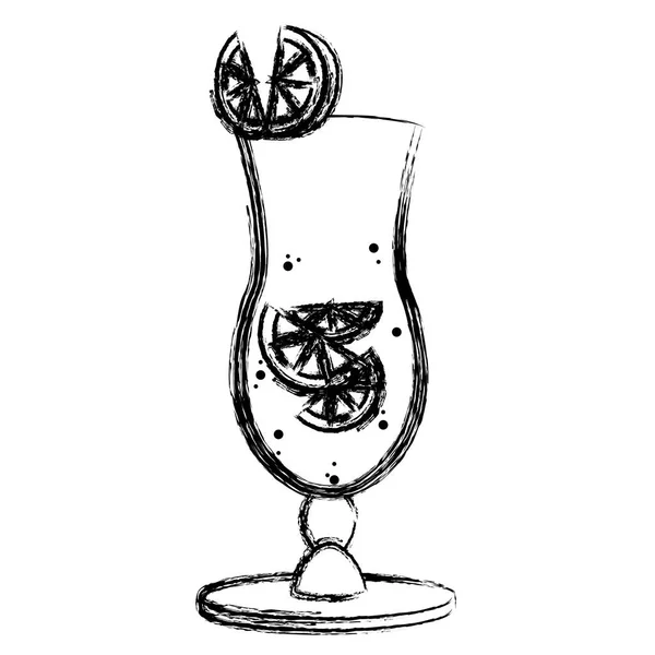 Grunge Cocktailglas Met Citroen Aan Alcohol Drinken Vectorillustratie — Stockvector