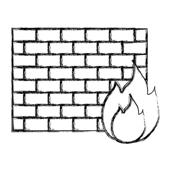 Grunge Δομή Τοίχο Από Τούβλα Προσοχή Φωτιά Εικονογράφηση Διάνυσμα — Διανυσματικό Αρχείο