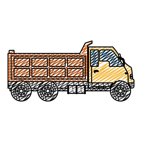 Ilustrasi Vektor Transportasi Vihicle Jasa Truk Doodle - Stok Vektor