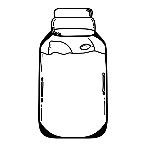 Lijn Mason Jar Met Biologische Citroenen Behouden Vectorillustratie — Stockvector