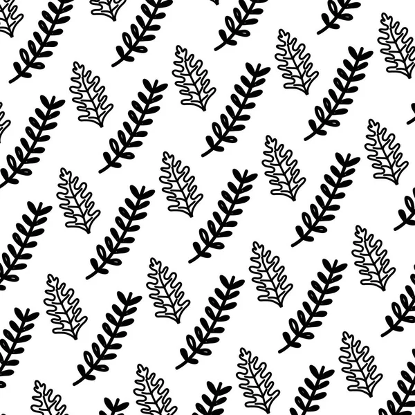 ライン支部葉およびエキゾチックな植物の背景ベクトル イラスト — ストックベクタ