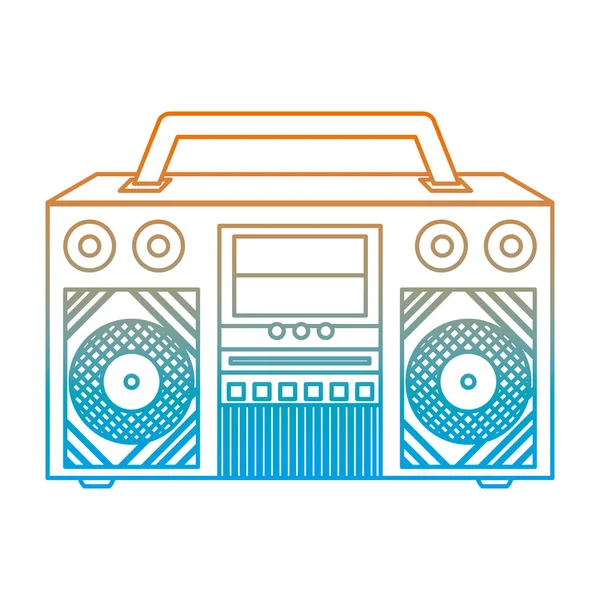 Linha Degradada Retro Rádio Música Objeto Tecnologia Vetor Ilustração — Vetor de Stock