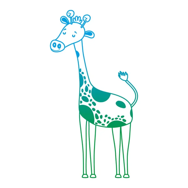 Деградированная Линия Красивая Векторная Иллюстрация Жирафа Дикого Животного — стоковый вектор