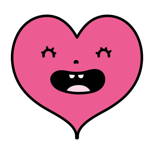 Color Kawaii Funny Heart Cute Love Vector Illustration — Stock Vector