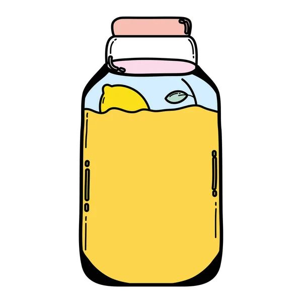 Mason Jar Bio Citrony Barva Zachová Vektorové Ilustrace — Stockový vektor