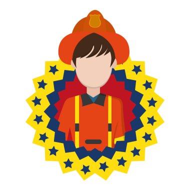 itfaiyeci üniforması ile ve ABD amblemi ulus vektör çizim