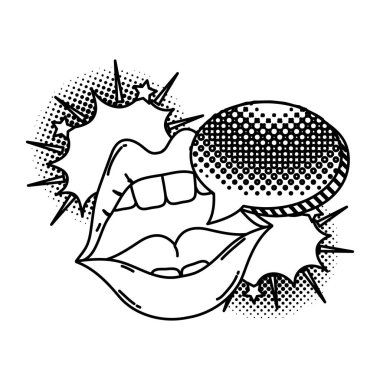 satır kadın ağız sohbet kabarcık mesaj vektör çizim ile