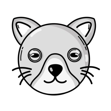 gri tonlamalı şirin kedi baş hayvan vektör çizim evde beslenen hayvan