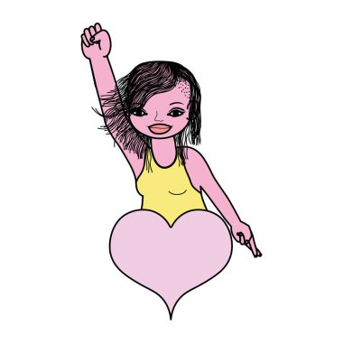 kadın renk oppose elinizi kaldırın ve kalp vektör çizim ile