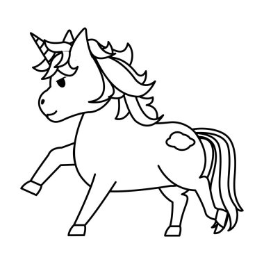 bulut dövme stil vektör çizim ile satır şirin unircon