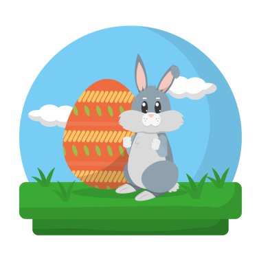 sevimli tavşan yumurta Paskalya dekorasyon vektör çizim ile