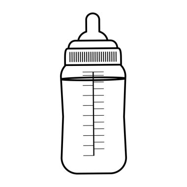 satır bebek beslenme besleyen plastik şişe vektör çizim
