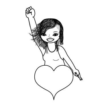 kadın oppose el ile aynı hizada ve vektör çizim kalp