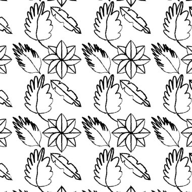 Grunge doğal bitkiler tropikal yaprak arka plan vektör çizim