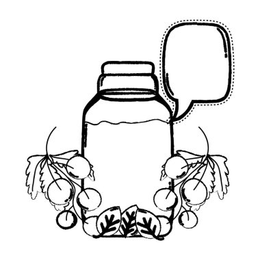 Grunge üzüm suyu kavanoz ve sohbet kabarcık vektör çizim