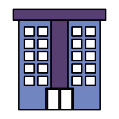 Bina şehir inşaat ile pencere eşiği stil vektör çizim rengi