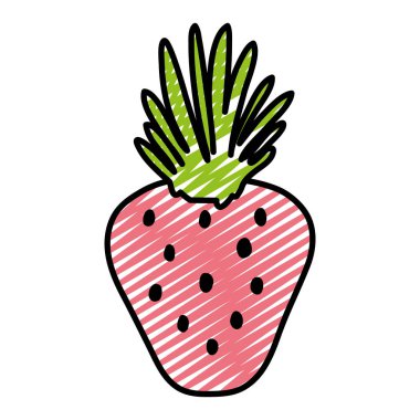 Doodle egzotik çilek tropikal taze meyve vektör çizim