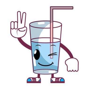 Kawaii güzel taze su cam vektör çizim