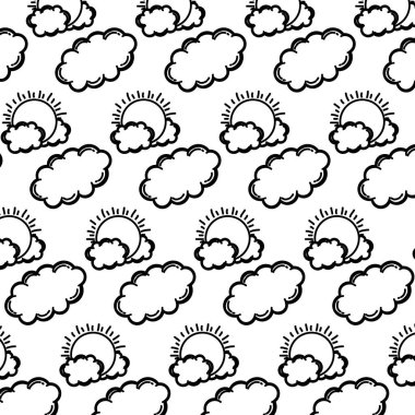 satır güzel güneş hava ve bulutlar arka plan vektör çizim