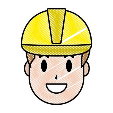 kask koruma vektör çizim ile mutlu işadamı baş doodle