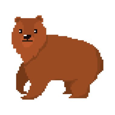pixelated sevimli ayı vahşi hayvan vektör çizim