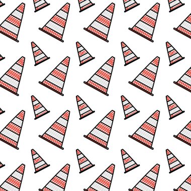 trafik koni uyarı dikkat arka plan vektör çizim doodle