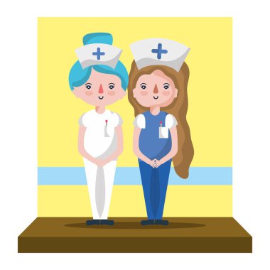 profesyonel Bayan hemşireler şapka ve Tekdüzen vektör çizim