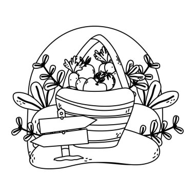 satır sebze ve meyve sepeti tarım ürünleri içinde illüstrasyon vektör