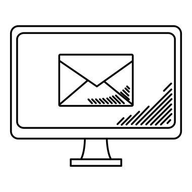 çizgi bilgisayar teknolojisi elektronik e-posta hizmeti vektör çizim ile
