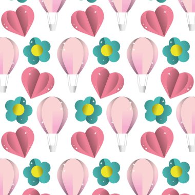 hava balonu egzotik çiçek arka plan vektör çizim ile