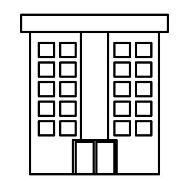 Bina şehir inşaat ile pencere eşiği stil vektör çizim satırı