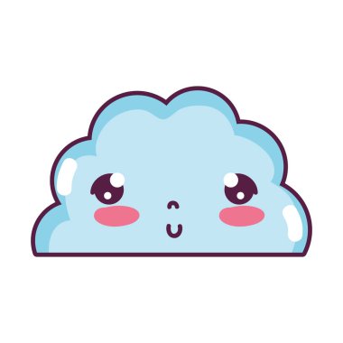 Kawaii şirin kabarık bulut hava vektör çizim