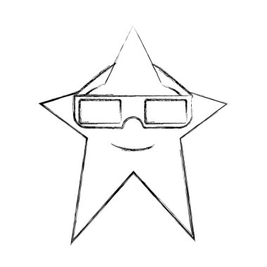 Grunge kawaii star 3d gözlük stil vektör çizim ile