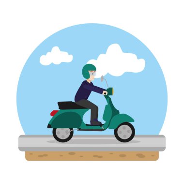 motosiklet yol vektör çizim taşımacılığında kişini