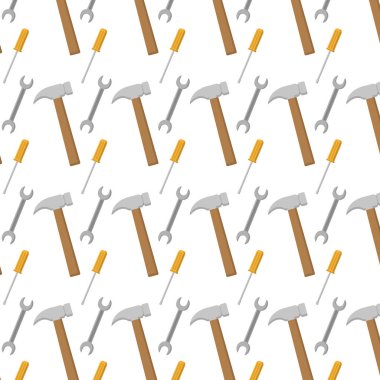 tornavida ve çekiç ekipman arka plan vektör çizim İngiliz anahtarıyla