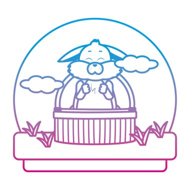 bozulmuş satır sevimli tavşan hayvan manzara vektör çizim engel içinde