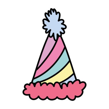 renk parti şapka komik dekorasyon stil vektör çizim